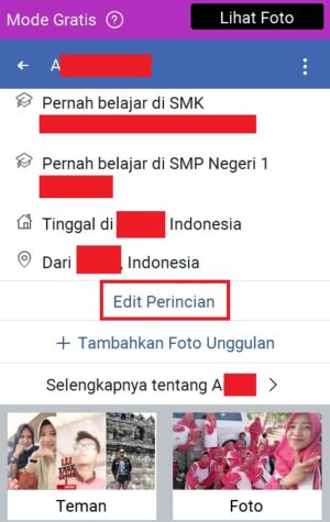 Cara menambahkan status pendidikan dan pekerjaan di facebook 3 “Edit perincian” untuk mengedit informasi Facebook kamu