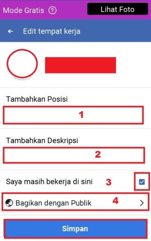 Cara menambahkan status pendidikan dan pekerjaan di facebook 9 Tampilan halaman saat mengedit informasi pekerjaan