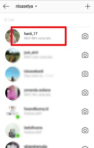 Cara membatalkan pesan (dm) instagram 2 Gambar 2. Laman Direc Message, pilih chat