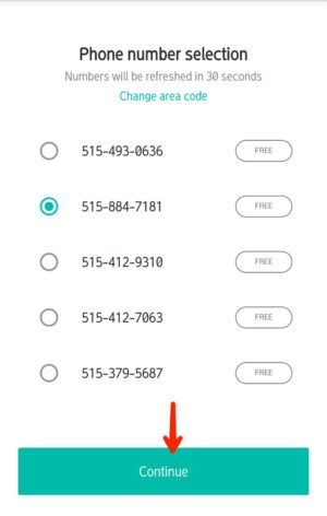 Cara mendaftar telegram tanpa nomor hp pribadi 6 Pilih nomor ponsel free yang tersedia, lalu tap continue
