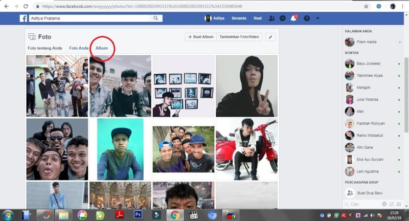 Cara mendownload album foto di facebook menggunakan dekstop/PC 3 Tampilan pada opsi foto di facebook