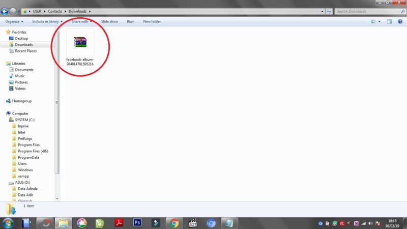 Cara mendownload album foto di facebook menggunakan dekstop/PC 9 Hasil unduhan di folder dowload.