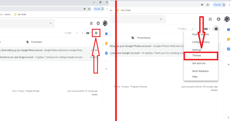 Cara memasang atau mengganti tema background Gmail 9 Setting themes