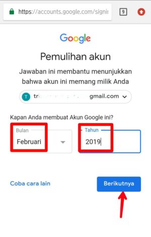 Cara mengembalikan akun Gmail yang kena hack / di bajak 13 Pilih bulan dan masukkan tahun pembuatan akun gmail kamu
