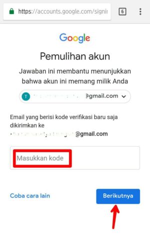 Cara mengembalikan akun Gmail yang kena hack / di bajak 15 Cek email pemulihan kamu, copy dan paste kan ke kolom masukan kode