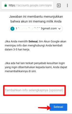Cara mengembalikan akun Gmail yang kena hack / di bajak 16 Tambahkan info selengkapnya, lalu tap selesai