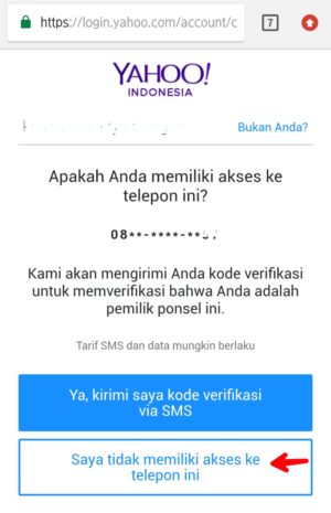 Cara mengembalikan akun email Yahoo yang dihack/dibajak 9 Ketuk saya tidak memiliki akses ke telepon ini
