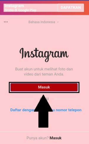 Cara mengganti warna tema Instagram 12 Pilih "Masuk" untuk menuju ke halaman login