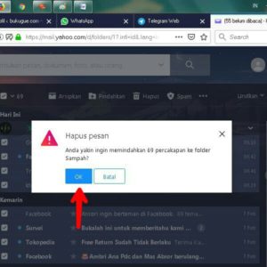 Cara menghapus pesan email secara cepat di Yahoo 16 Konfirmasi hapus pesan, klik saja Ok