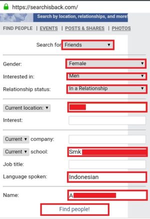 Cara mencari teman lama atau orang di Facebook 4 Tampilan halaman searchisback.com