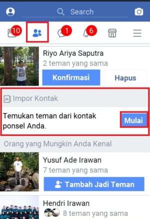 Cara mencari teman lama atau orang di Facebook 5 "Impor kontak" untuk mencari akun facebook berdasarkan kontak