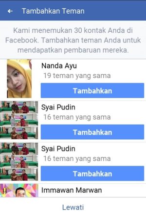 Cara mencari teman lama atau orang di Facebook 6 Hasil pencarian akun Facebook berdasarkan kontak