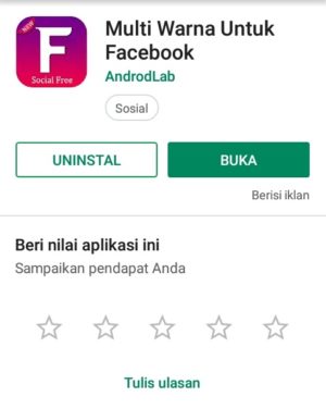 Cara mengganti warna tema Facebook Lite 1 Tampilan aplikasi "Multi Warna untuk Facebook" di Play Store