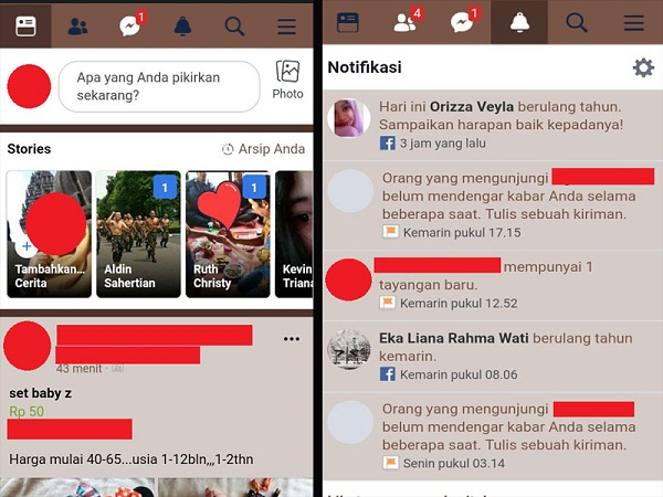 Cara mengganti warna tema Facebook Lite 12 tampilan Facebook yang baru dengan warna tema sesuai dengan keinginan