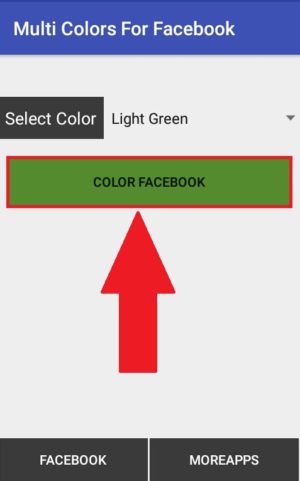 Cara mengganti warna tema Facebook Lite 4 Memilih tombol "Color Facebook" supaya diarahkan ke halaman login