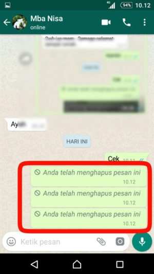 Cara agar chat whatsapp tidak bisa di hapus pengirim 10 Capture chat pengirim