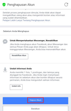 Cara menghapus akun facebook permanen 7 Laman hapus facebook