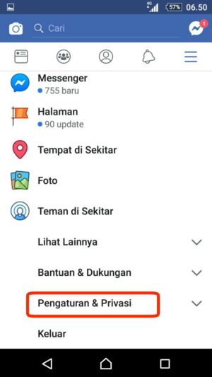 Cara memblokir akun facebook orang yang gangguin kamu (sekaligus cara bukanya) 7 Tap pengaturan dan privasi