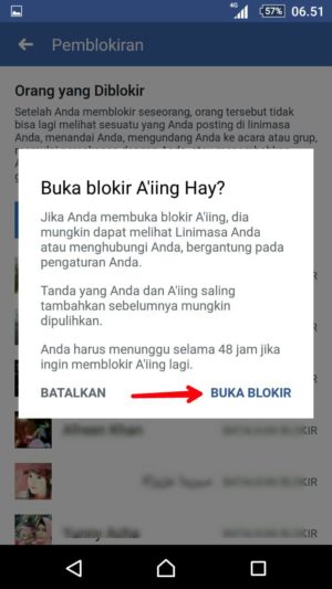 Cara memblokir akun facebook orang yang gangguin kamu (sekaligus cara bukanya) 11 Tap buka blokir