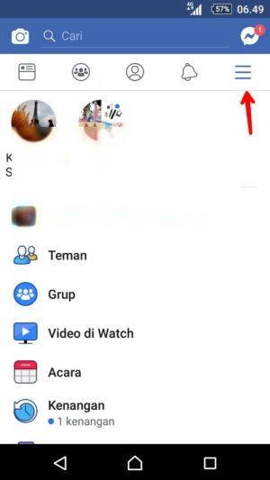 Cara memblokir akun facebook orang yang gangguin kamu (sekaligus cara bukanya) 6 Tap tool garis tiga