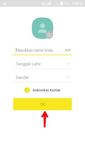 Cara buat akun KakaoTalk terbaru 7 Masukkan Nama, Tgl lahir dan Gender lalu Ok