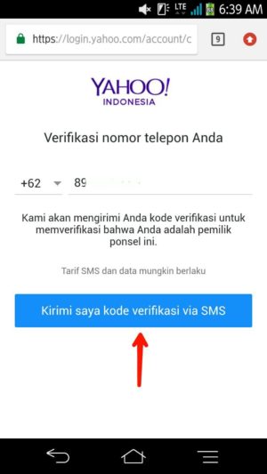 Cara membuat email Yahoo baru 3 Permintaan verifikasi nomor ponsel