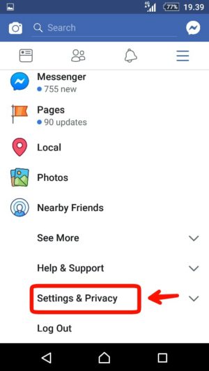Cara ganti bahasa di facebook untuk yang gaptek 2 Tap setting dan privacy (pengaturan dan privasi)