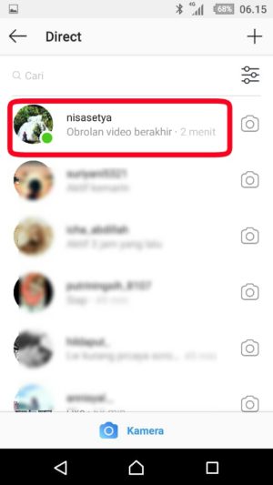 Cara video call-an hingga 4 orang lewat DM instagram 2 Tap dan masuk ke salah 1 chat