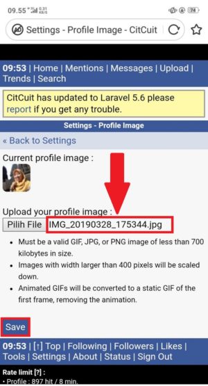 Cara mengganti foto profil dan sampul di twitter 14 Jika foto sudah masuk, sekarang kamu pilih “Save” untuk meng-upload foto