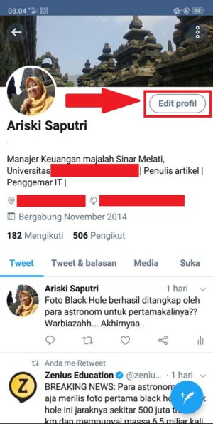 Cara mengganti foto profil dan sampul di twitter 3 “Edit profil” untuk masuk ke mode edit