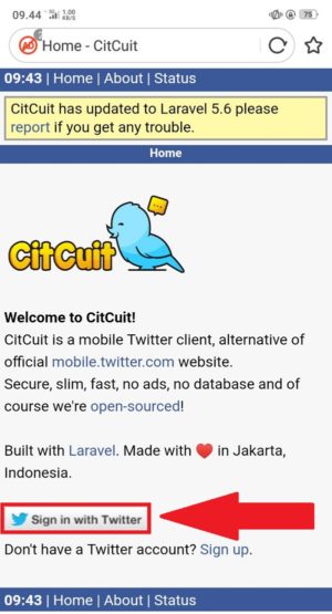 Cara mengganti foto profil dan sampul di twitter 8 “Sign in with twitter” untuk masuk ke akun Twitter kamu melalui citcuit