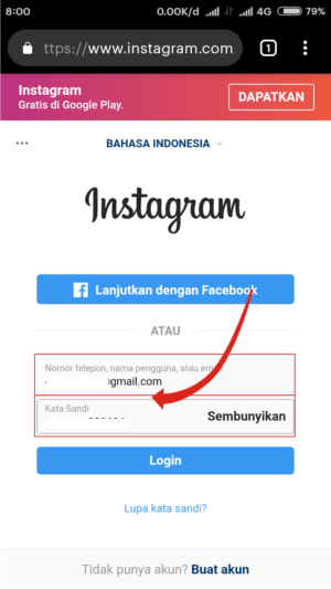 Bisakah pakai 1 akun Instagram di 2 HP? 1 Masukkan username, email, atau no telpon.