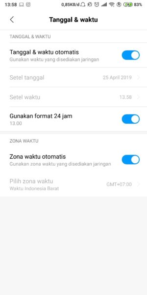 Cara mengatasi Whatsapp yang tidak bisa kirim gambar 4 Atur waktu menjadi otomatis sesuai zon