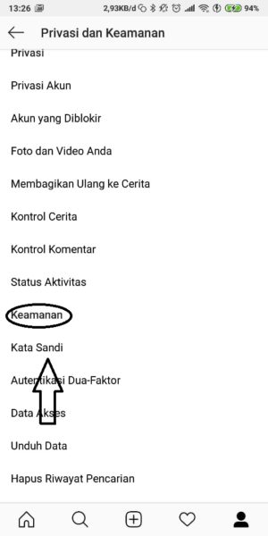 Cara ganti password instagram 3 masuk ke "keamanan"