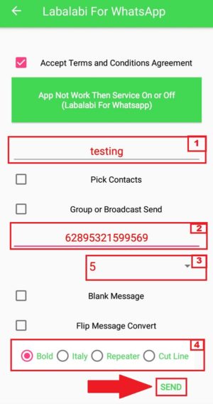 Cara nge-bom chat dan grup di whatsapp 17 Contoh pengaturan penggunaan aplikasi Labalabi for Whatsapp