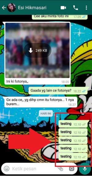 Cara nge-bom chat dan grup di whatsapp 18 Contoh hasil bom chat