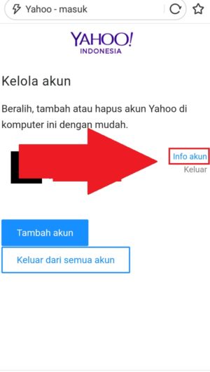 Cara mengganti password Yahoo Mail 11 Memilih "Info akun" untuk masuk ke mode edit akun email