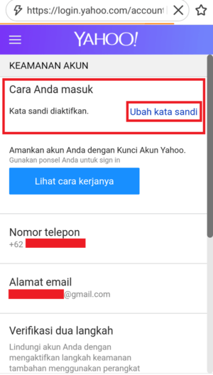 Cara mengganti password Yahoo Mail 14 “Ubah kata sandi” untuk mengganti password email