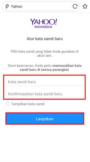 Cara mengganti password Yahoo Mail 15 "Lanjutkan" untuk menyimpan password