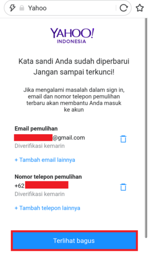 Cara mengganti password Yahoo Mail 16 Password berhasil diganti!