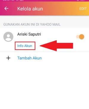 Cara mengganti password Yahoo Mail 3 “Info Akun” untuk masuk ke pengaturan akun email