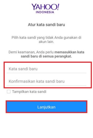 Cara mengganti password Yahoo Mail 6 Memasukkan kata sandi baru