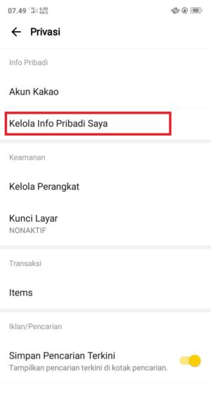 Cara menghapus akun KakaoTalk 3 “Kelola info pribadi saya” untuk masuk ke pengaturan akun KakaoTalk