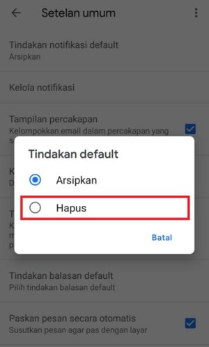 Cara menghapus pesan email sekaligus di kotak masuk gmail kamu 20 dua opsi yang dapat dipilih untuk mengatur tindakan pada notifikasi