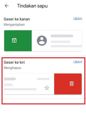Cara menghapus pesan email sekaligus di kotak masuk gmail kamu 24 Tampilan saat berhasil mengubah konfigurasi tindakan geser