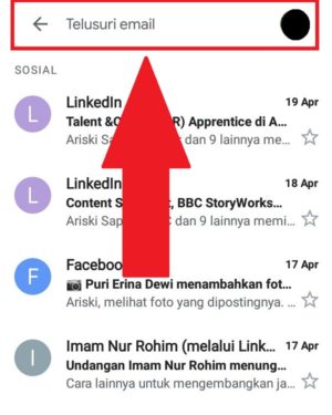Cara menghapus pesan email sekaligus di kotak masuk gmail kamu 11 Tampilan kolom pencarian di aplikasi Gmail