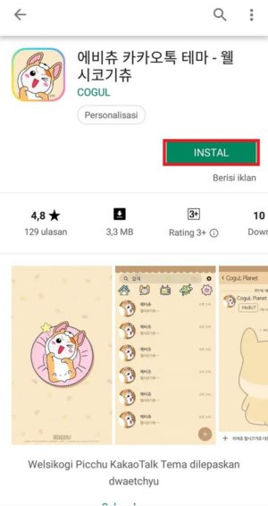 Cara cari (dan download) tema KakaoTalk gratis 14 Tampilan salah satu aplikasi tema KakaoTalk oleh developer COGUL