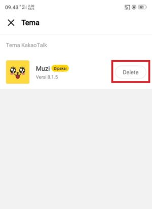 Cara cari (dan download) tema KakaoTalk gratis 9 Pilih "delete" untuk mengembalikan tema KakaoTalk menjadi default