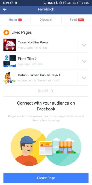 Cara membuat Fanspage Facebook lewat HP 3 tap "create page"
