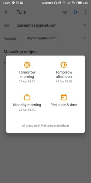 Cara setting pengiriman email terjadwal di gmail 6 pilih waktu mengirim pesan